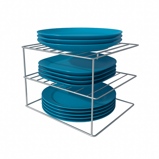 Organizador cuadrado de platos platino - 26x26x22 cm