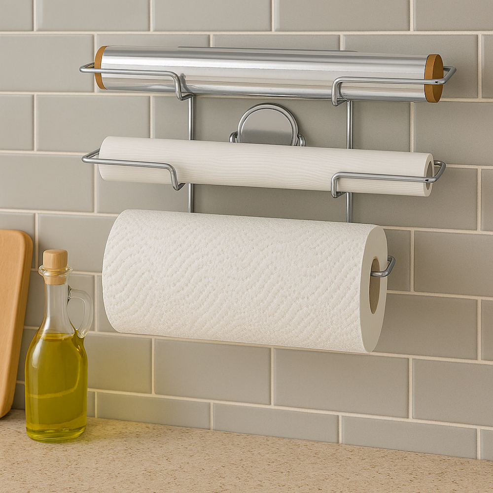 Soporte para rollo triple cromo - 33x21.5 cm