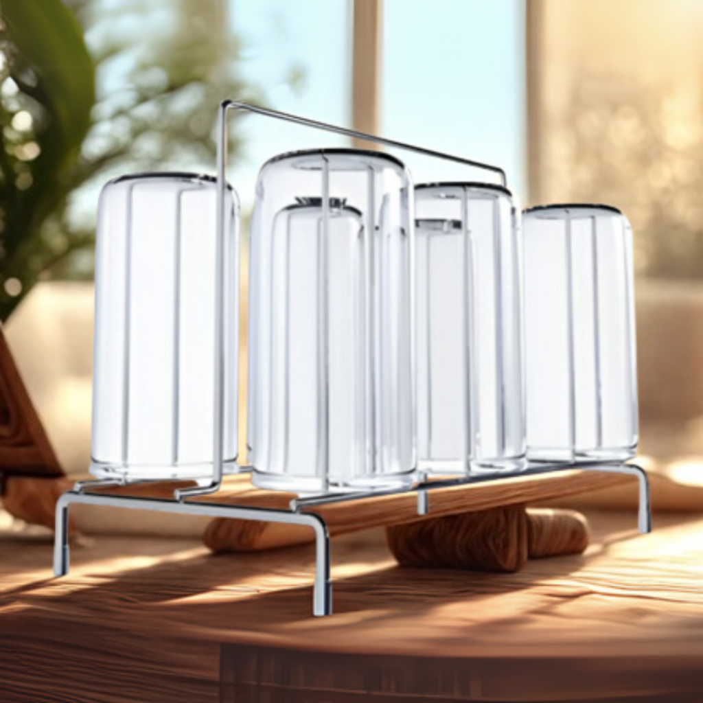 Porta vasos de mesa cromo - 24x12x17 cm