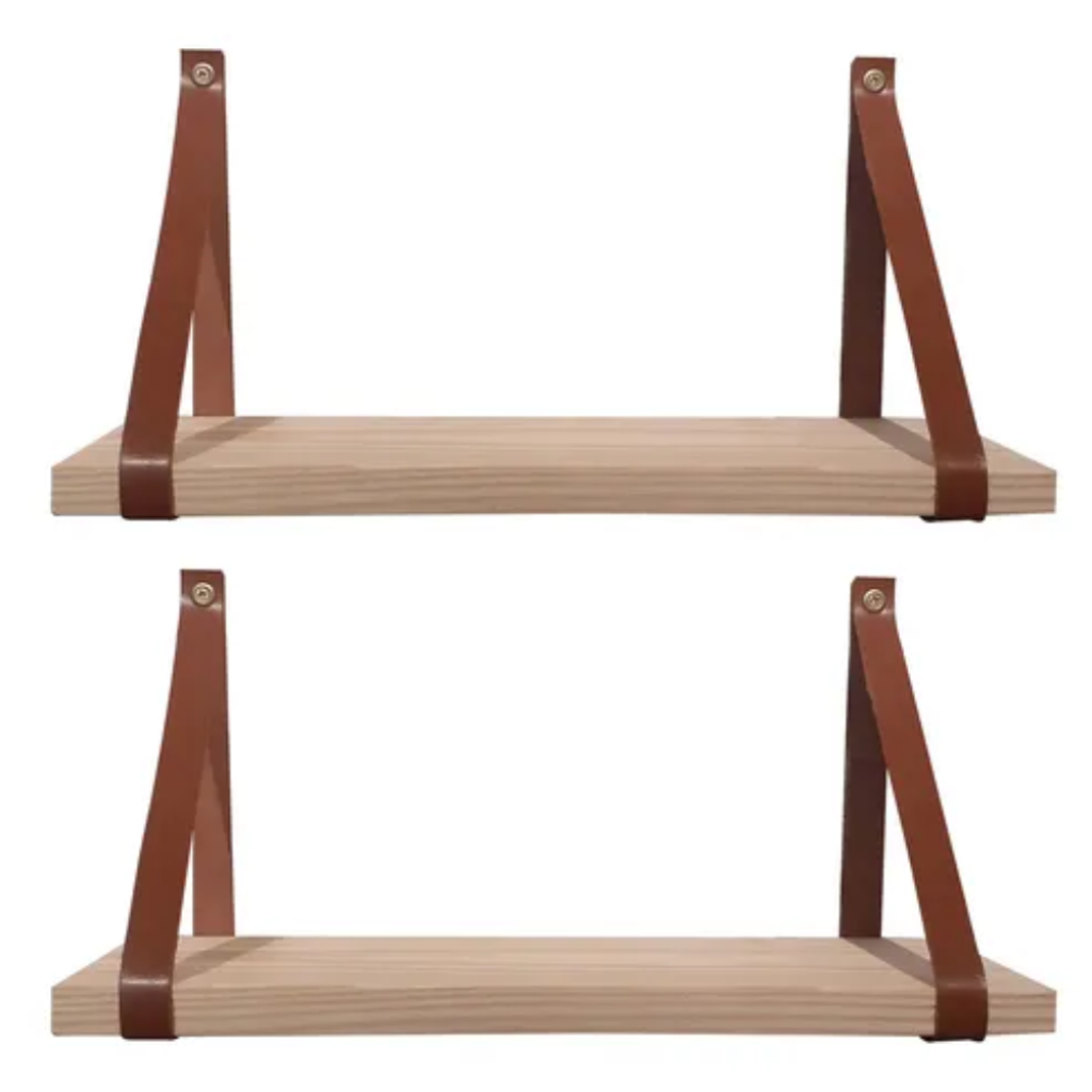 Repisas con tiras de cuero Muh - 60x20 cm
