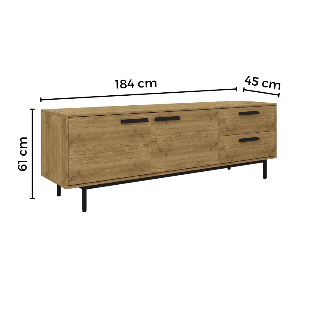 Rack 2 puertas - 2 cajones 184x61x45 cm