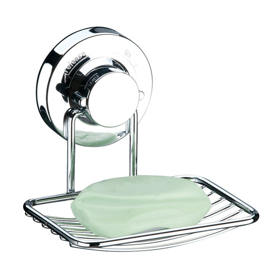 Jabonera cromada c/ ventosa - 12x11x10 cm