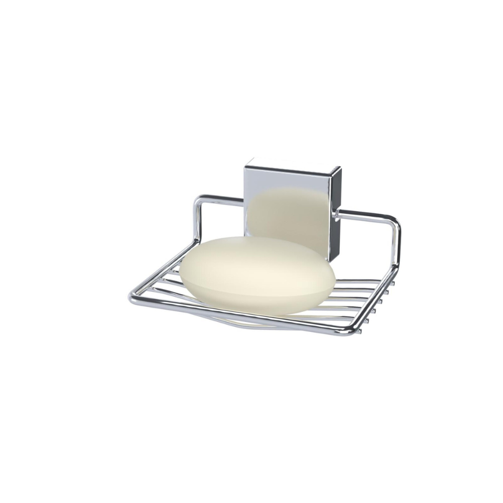 Jabonera Fort Fix cromo - 10x14x9 cm