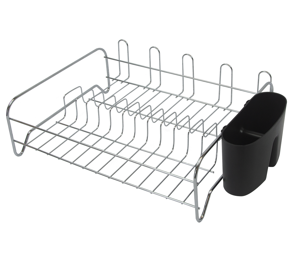 ESCURRIDOR DE PLATOS CON PORTA CUBIERTOS - CROMO