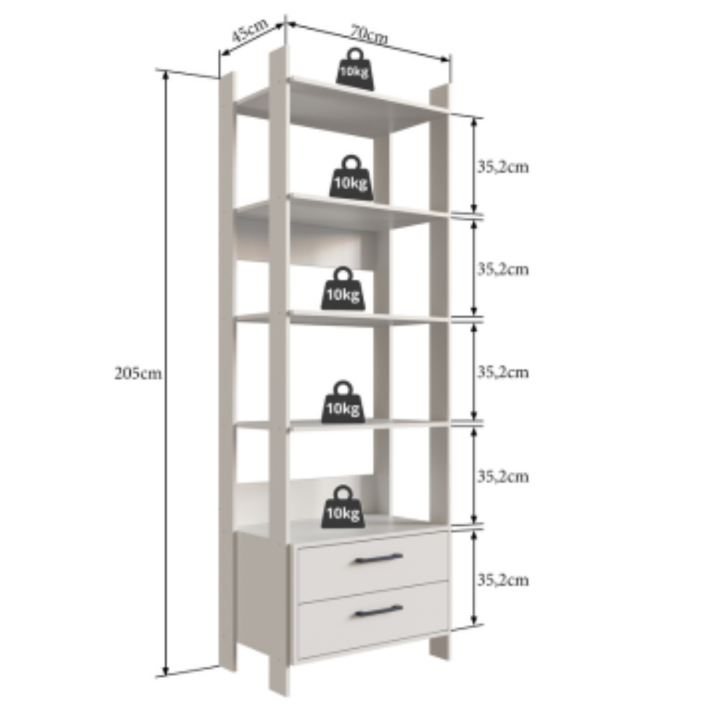 Estante Isa - 205X70X45 Cm