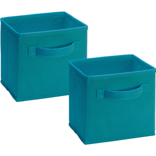 Cesto de tela pequeño Turquesa - 15x15x15 cm