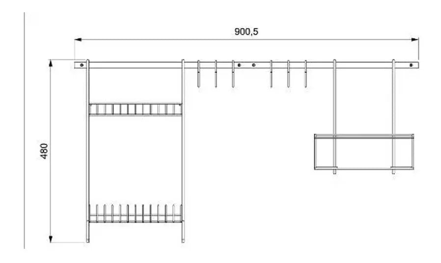 Barral para cocina 03 - Negro - 90x22x48 cm