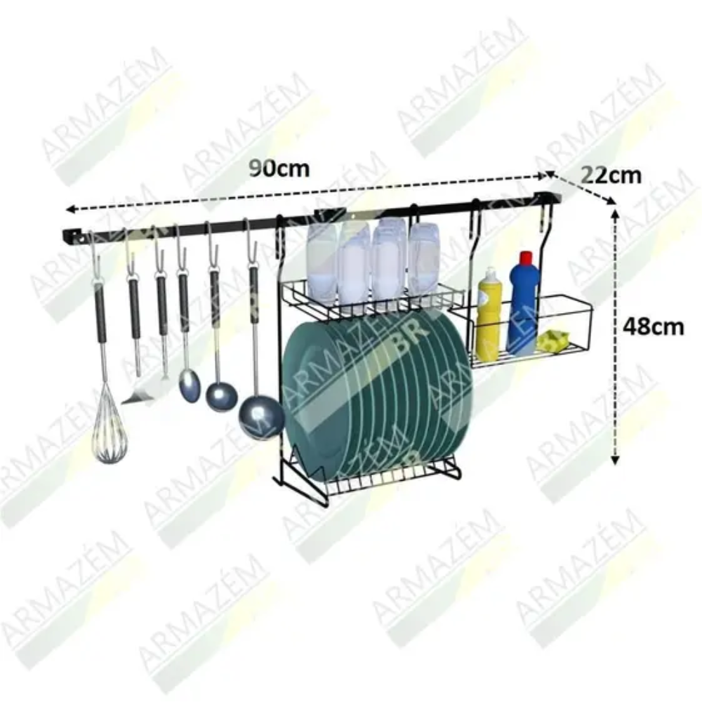 Barral para cocina 02 - Negro - 90x22x48 cm
