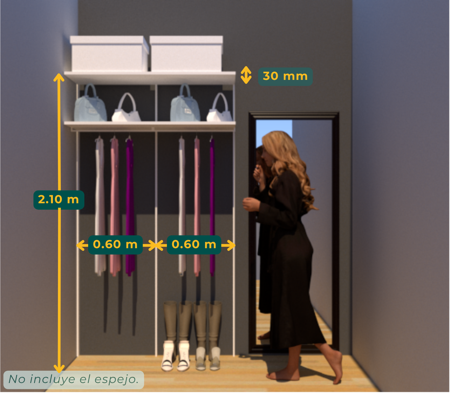 Vestidor de melamina 120X210CM - Modelo 3