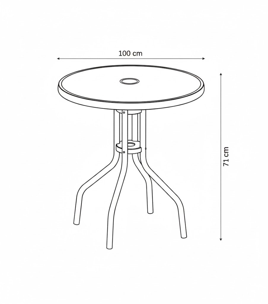 Mesa redonda - 100x71 cm