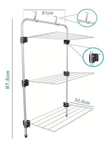 Tendedero Wick para puerta - 61x32x97 cm