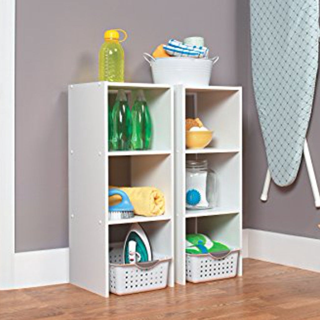 Estante Vertical - Blanco y nogal 80x30x30