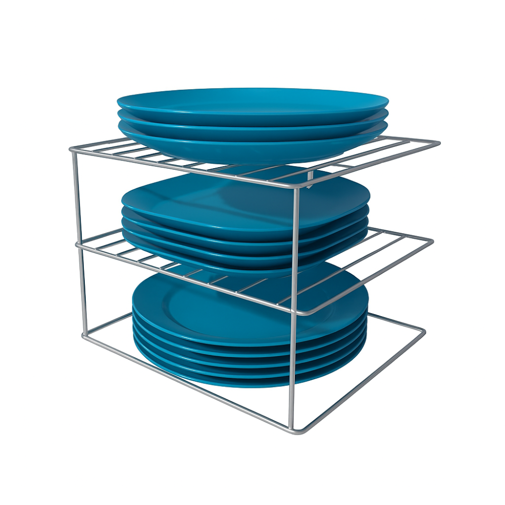 Organizador cuadrado de platos platino - 26x26x22 cm