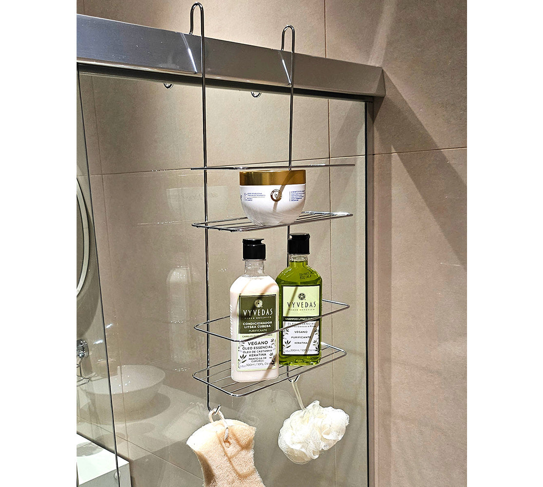 ORGANIZADOR DE DUCHA PARA BOX - CROMO - BLANCO