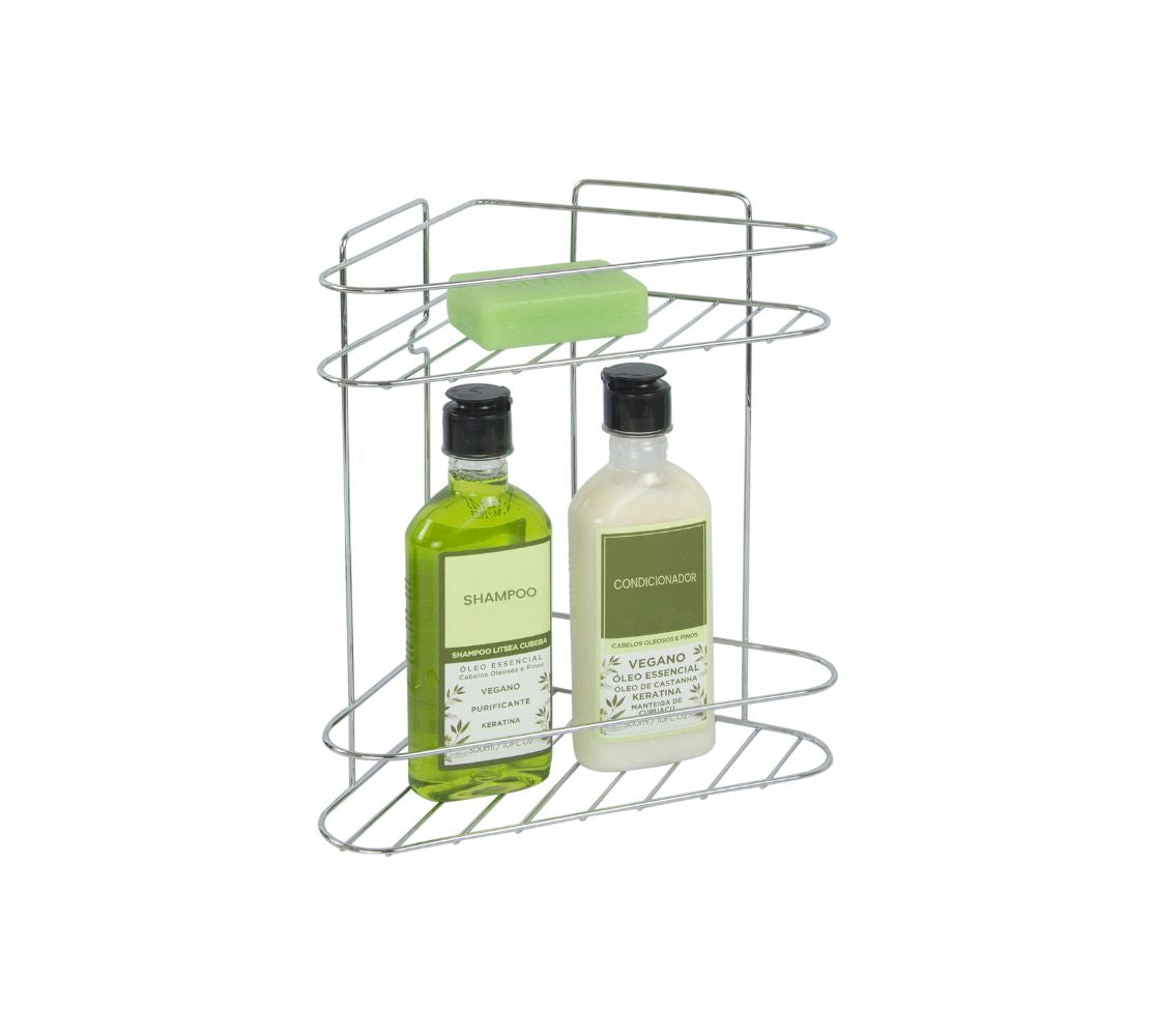 ESQUINERO PARA BAÑO DOBLE - CROMO- BLANCO