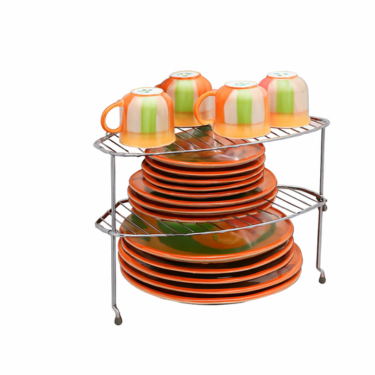 Esquinero organizador de platos cromado - 21x26 cm
