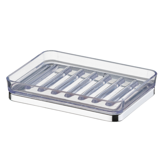 Jabonera de acrilico con metal - 11x8x2 cm