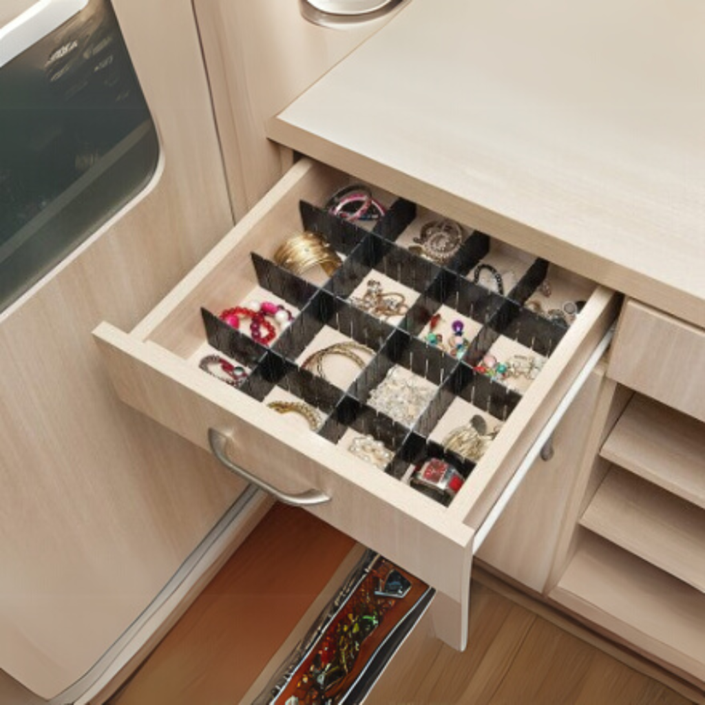 Organizador ajustable de cajon 5 Divisorias - 39x6x0.2 cm