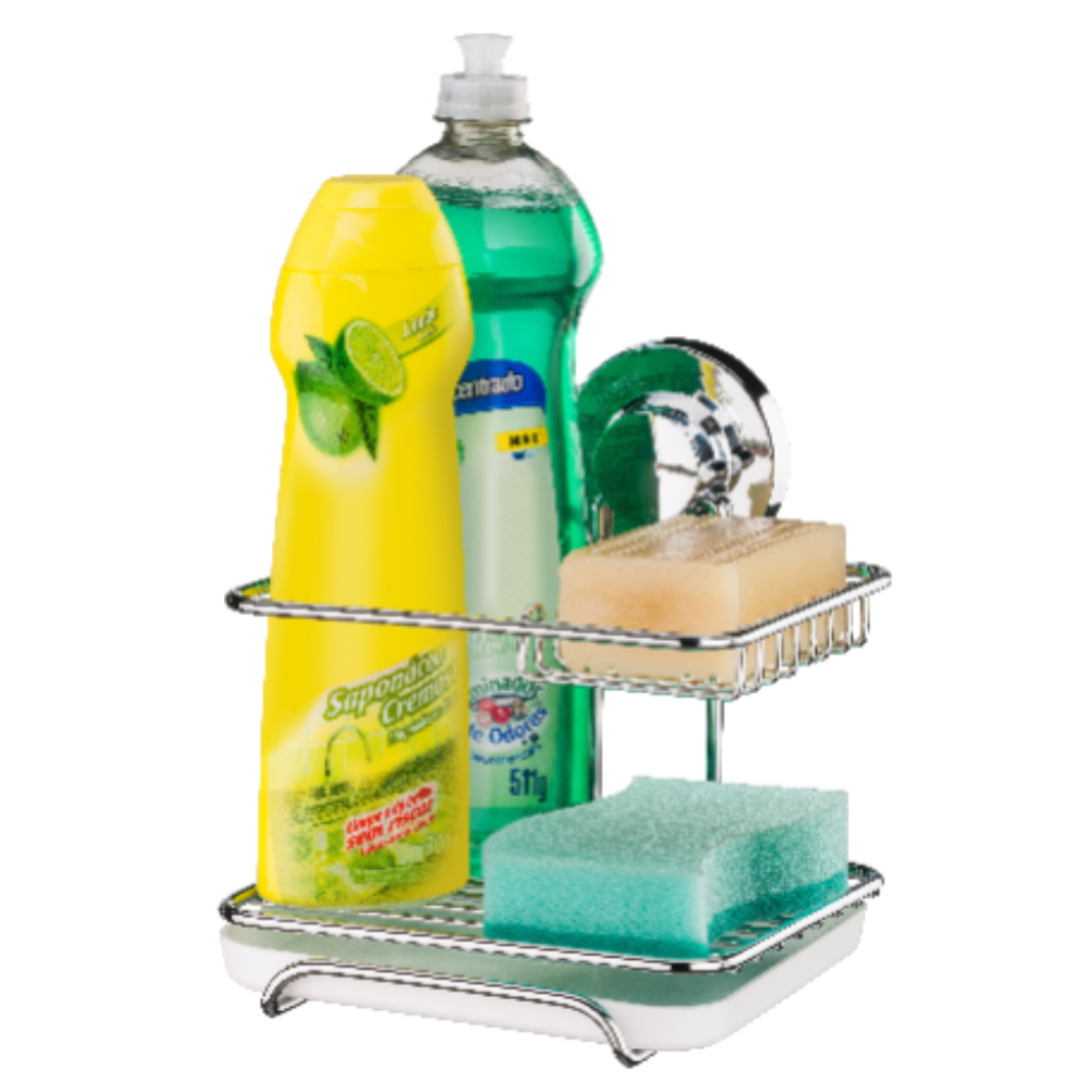 Organizador para detergente/esponja succión - 19x16x17 cm