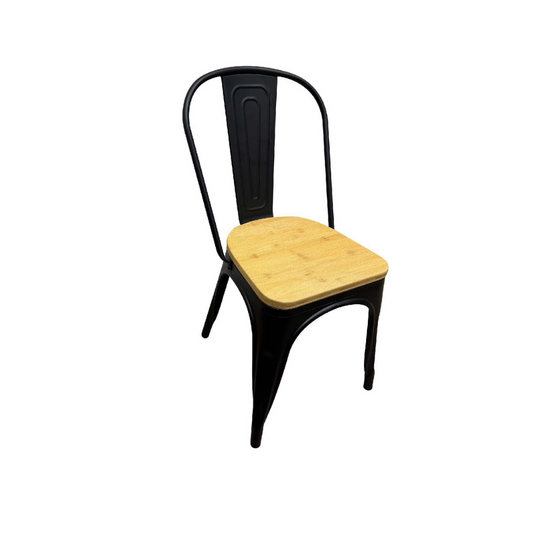 Silla Tolix con asiento de madera - 82x44x59.5 cm