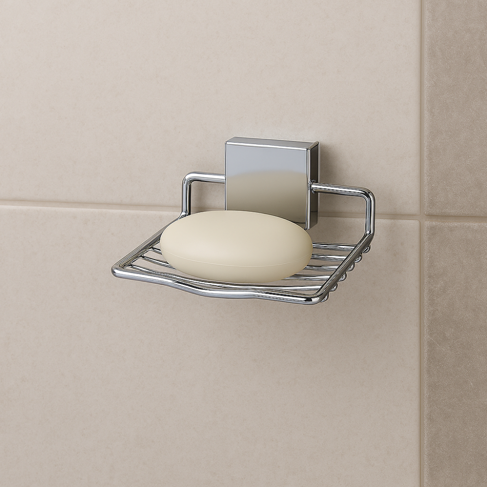 Jabonera Fort Fix cromo - 10x14x9 cm