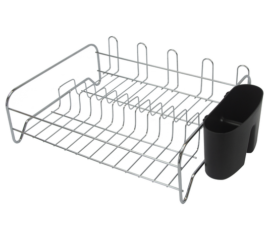 ESCURRIDOR DE PLATOS CON PORTA CUBIERTOS - CROMO
