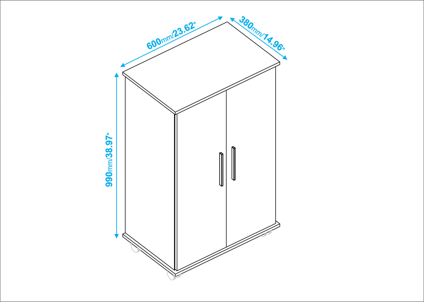 Zapatero bajo 2 puertas - 60x38x99 cm