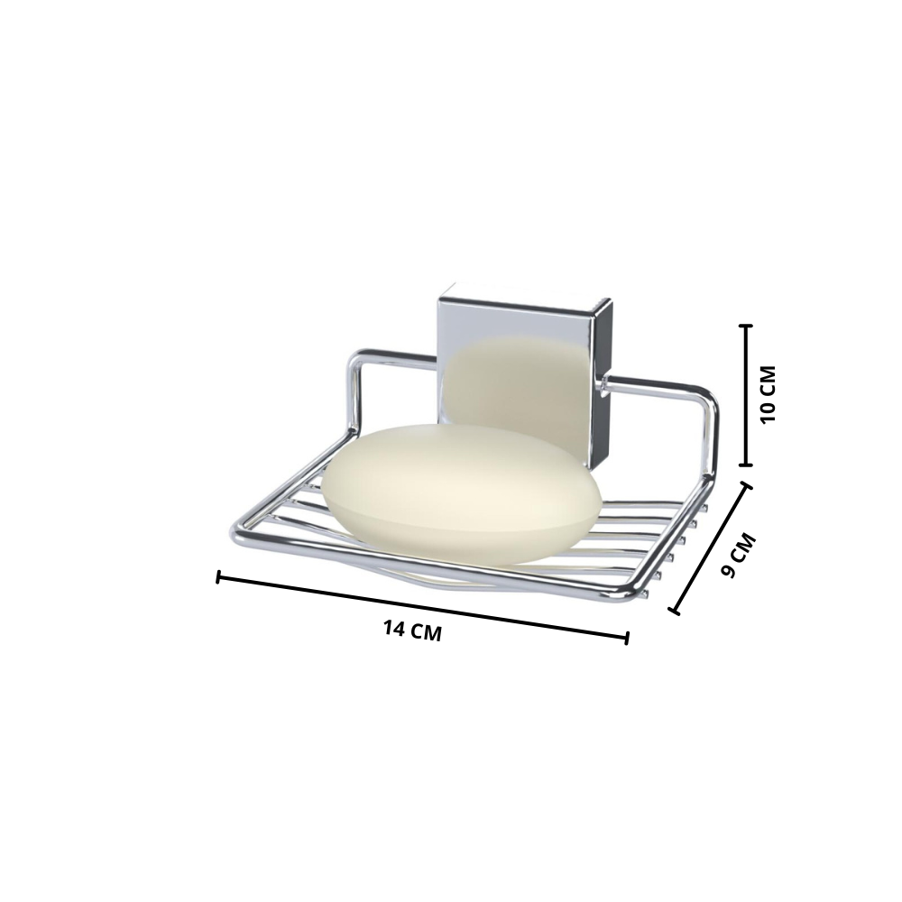Jabonera Fort Fix cromo - 10x14x9 cm