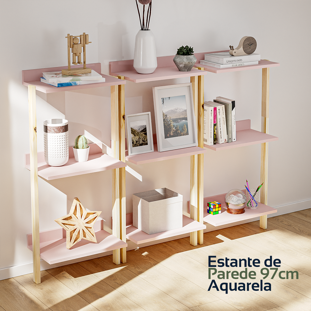 Estantes de pared Pino/Melamina - 44x25x97 cm
