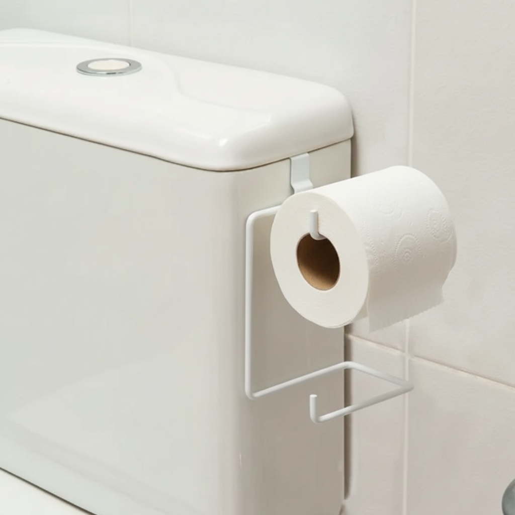 Portarrollos doble para cisterna cromo y niquelado - 10x12x20 cm