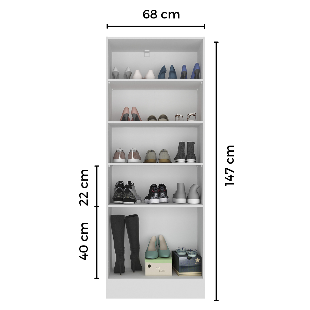 Armario multiuso/zapatero 68x37,5x147 cm