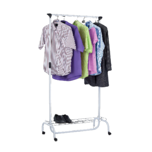 Perchero de metal c/ ruedas - 80x35x140/180 cm