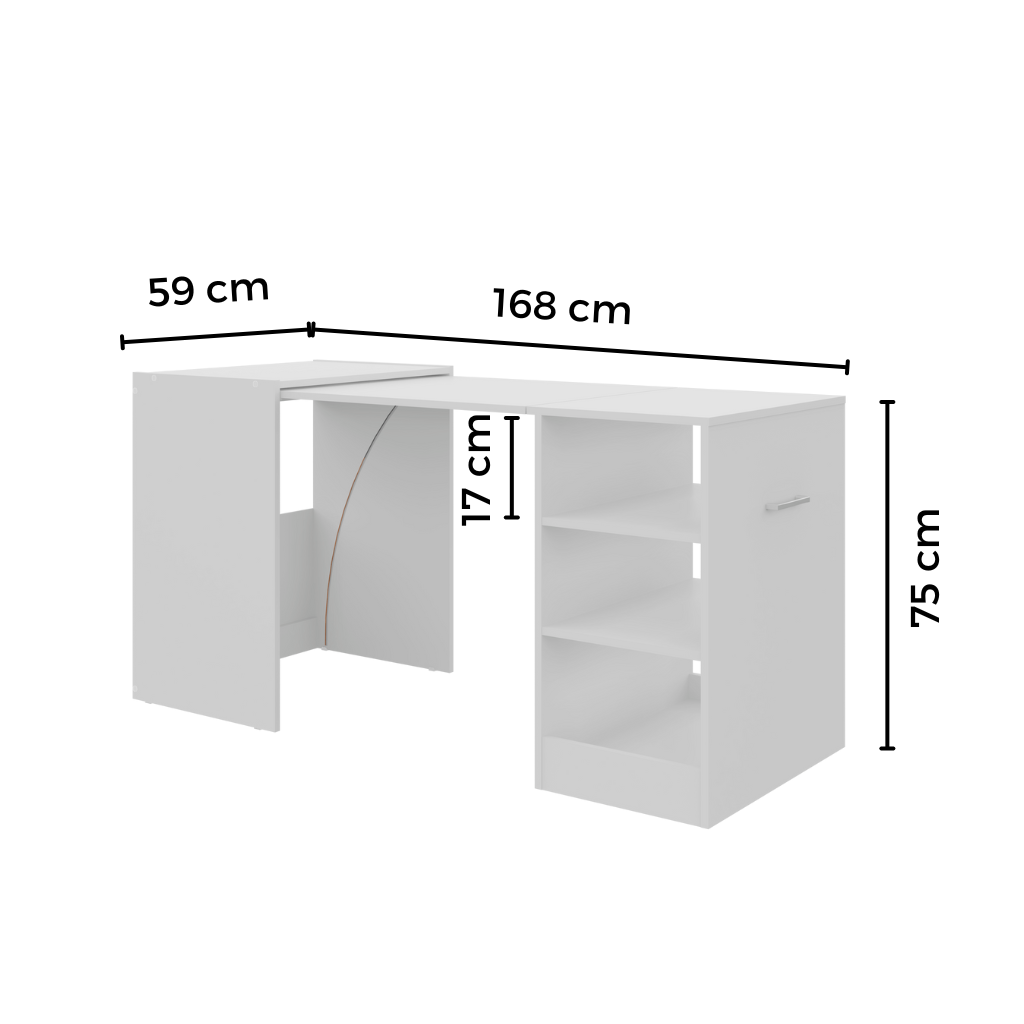 Mesa multiuso retráctil 168x75x59 cm