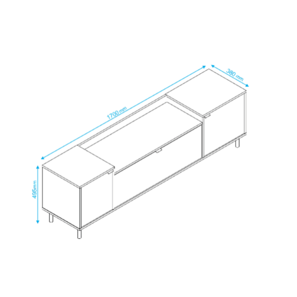 Rack para televisor Castaño/Negro - 170x49x38 cm