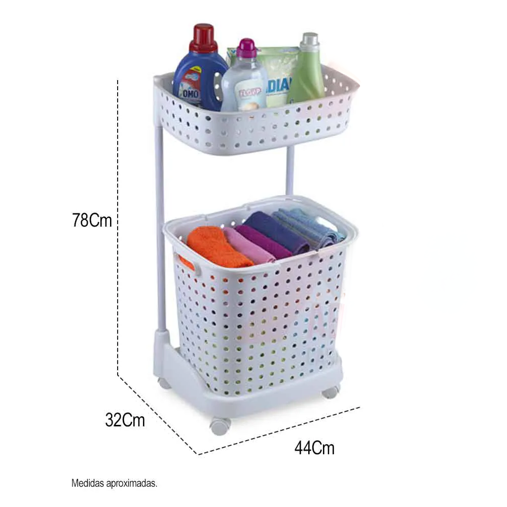Carrito para lavanderia N y B - 78x44x32 cm