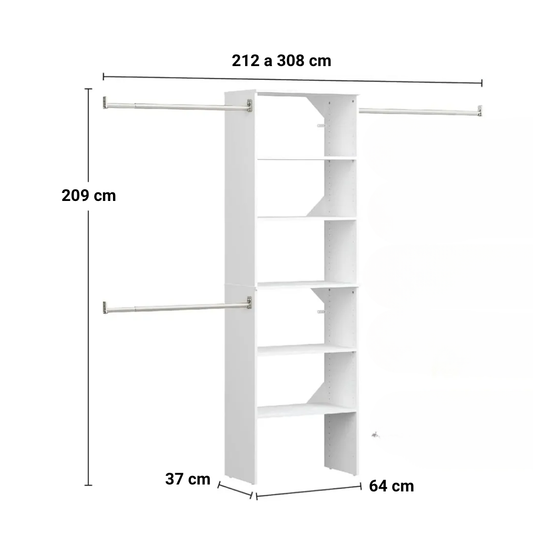 Closet para vestidor 4869 - 308x209x37 cm