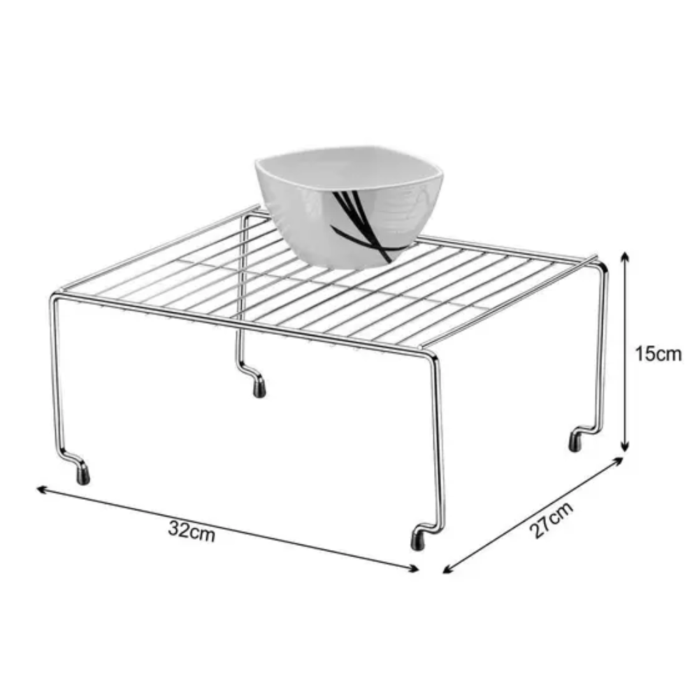 Estante apilable para vajilleria cromado - 32x27x15 cm