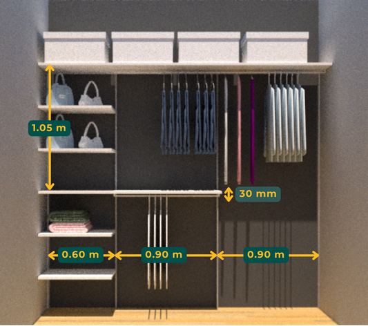 Vestidor de melamina 18MM 240X210CM - Modelo 1