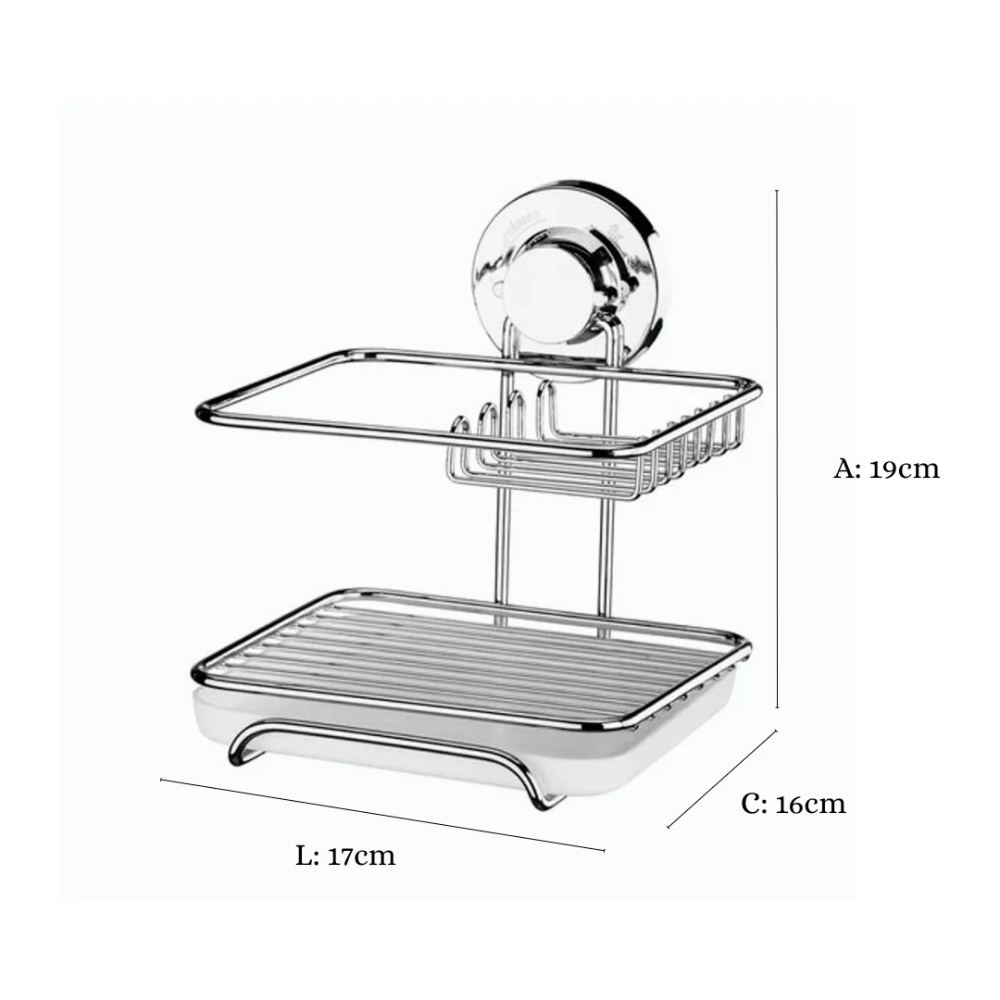 Organizador para detergente/esponja succión - 19x16x17 cm