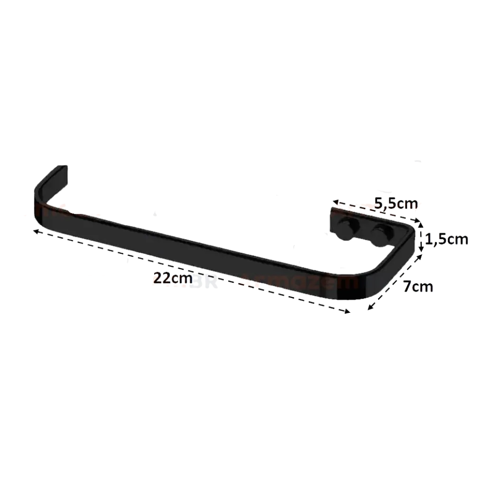 Toallero Negro Mate - 22x7x1 cm