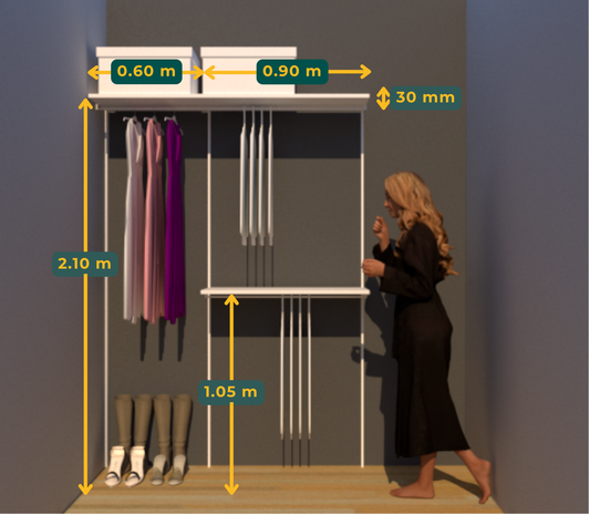 Vestidor de melamina 18 MM 150X210CM - Modelo 4